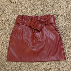 Maroon leather skirt
